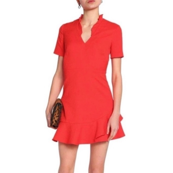 Sandro Short Dress Mini Crepe Fabric Cocktail Occasion Dress Short Sleeve Sz 1 - Picture 1 of 14